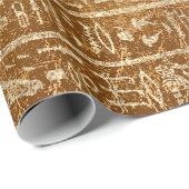 Egyptische Hieroglyphs Gold Grass Metallic Stripes Cadeaupapier (Rol Hoek)