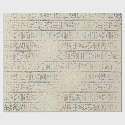 Egyptische Hieroglyphs Gold Pastel Creamy Grey Cadeaupapier (Vlak)
