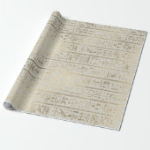 Egyptische Hieroglyphs Gold Pastel Creamy Grey Cadeaupapier (Uitgerold)