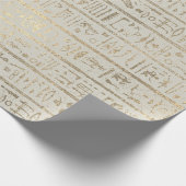 Egyptische Hieroglyphs Gold Pastel Creamy Grey Cadeaupapier (Hoek)