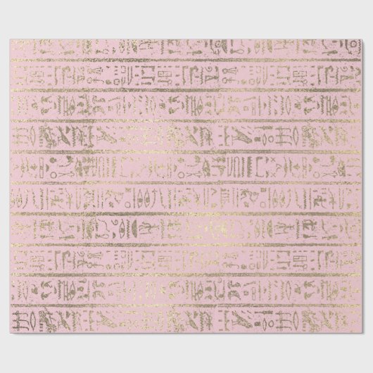 Egyptische Hieroglyphs Gold Pastel Pastel Sepia Cadeaupapier (Vlak)