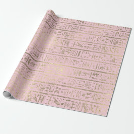 Egyptische Hieroglyphs Gold Pastel Pastel Sepia Cadeaupapier