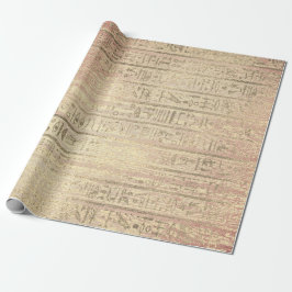Egyptische Hieroglyphs GoldFoxier Blush Roos Wood Cadeaupapier