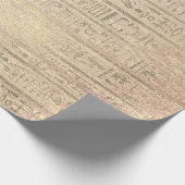 Egyptische Hieroglyphs GoldFoxier Blush Roos Wood Cadeaupapier (Hoek)