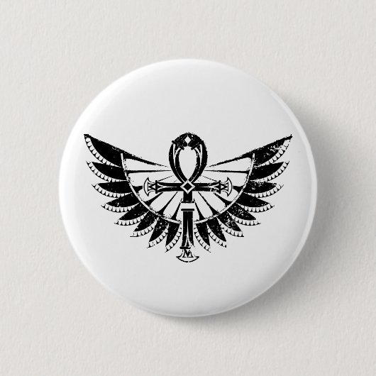 Egyptische Hieroglyphs - Winged Ankh Ronde Button 5,7 Cm (Voorkant)
