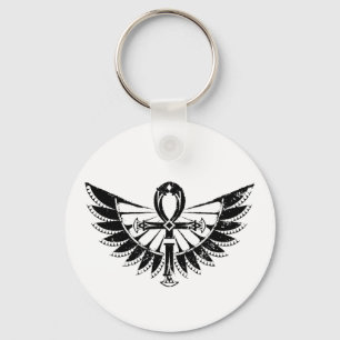 Egyptische Hieroglyphs - Winged Ankh Sleutelhanger