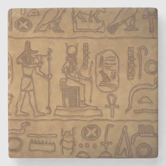 Egyptische Hieroglypische Kunst Stenen Onderzetter (Voorkant)