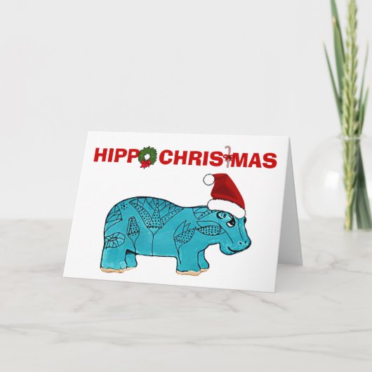 Egyptische hippo kerst feestdagen kaart (Voorkant)