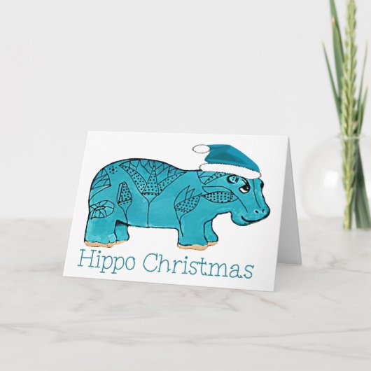Egyptische hippo kerst feestdagen kaart (Voorkant)
