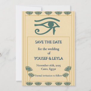 Egyptische Horus Oog Lotus Goud Save the Date Kaart