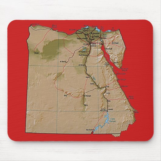 Egyptische kaart Mousepad Muismat (Voorkant)