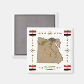Egyptische kaart + vlaggen Magnet (Voorkant / Achterkant)