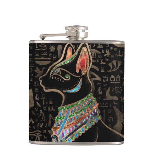 Egyptische kat - Bastet Heupfles (Voorkant)