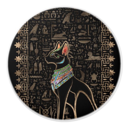 Egyptische kat - Bastet Keramische Knop (Voorkant)