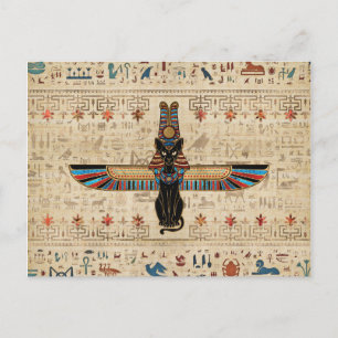 Egyptische kat - Bastet op papyrus Briefkaart