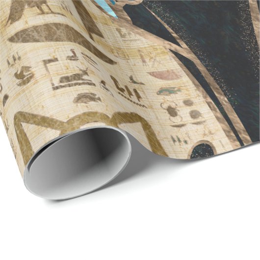 Egyptische kat - Bastet op papyrus Cadeaupapier (Rol Hoek)