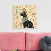 Egyptische kat - Bastet op papyrus Canvas Afdruk (Insitu (Woonkamer))