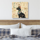 Egyptische kat - Bastet op papyrus Canvas Afdruk (Insitu (Slaapkamer))