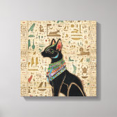 Egyptische kat - Bastet op papyrus Canvas Afdruk (Voorkant)