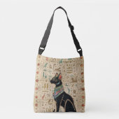 Egyptische kat - Bastet op papyrus Crossbody Tas (Voorkant)