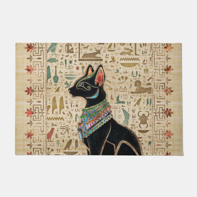 Egyptische kat - Bastet op papyrus Deurmat (Voorkant)