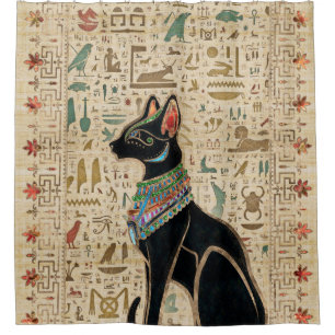 Egyptische kat - Bastet op papyrus Douchegordijn