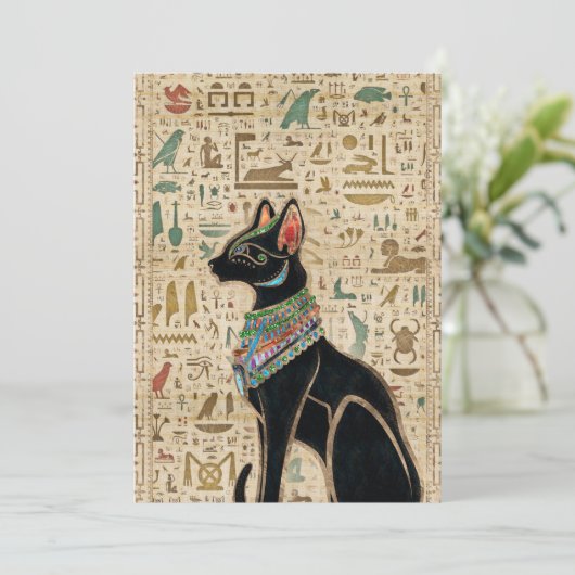 Egyptische kat - Bastet op papyrus Feestdagenkaart (Staand voorkant)
