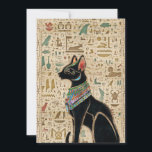 Egyptische kat - Bastet op papyrus Feestdagenkaart<br><div class="desc">Egyptische kat - Bastet op papyrus</div>