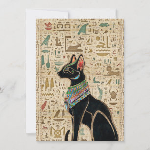Egyptische kat - Bastet op papyrus Feestdagenkaart