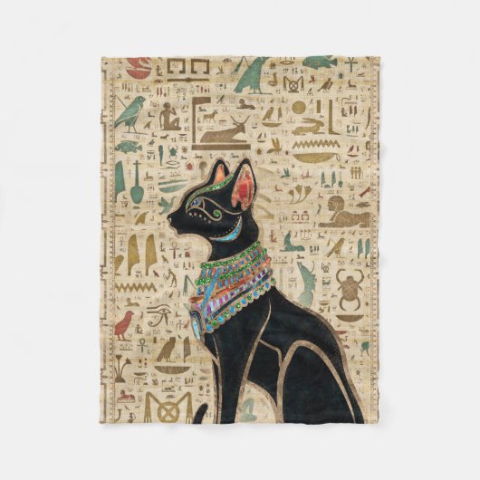 Egyptische kat - Bastet op papyrus Fleece Deken (Voorkant)
