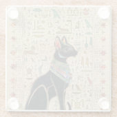 Egyptische kat - Bastet op papyrus Glazen Onderzetter (Achterkant)