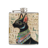 Egyptische kat - Bastet op papyrus Heupfles (Voorkant)