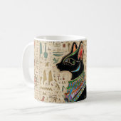 Egyptische kat - Bastet op papyrus Koffiemok (Voorkant links)