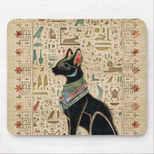 Egyptische kat - Bastet op papyrus Muismat