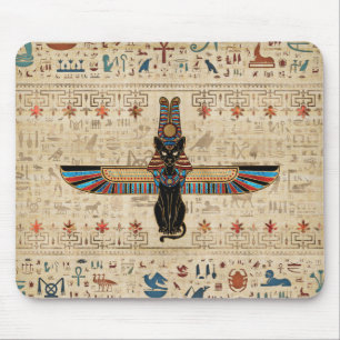 Egyptische kat - Bastet op papyrus Muismat