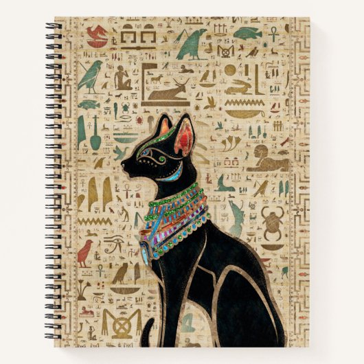 Egyptische kat - Bastet op papyrus Notitieboek (Voorkant)