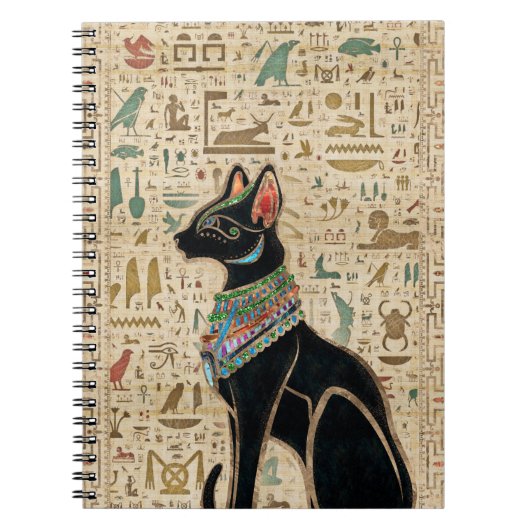Egyptische kat - Bastet op papyrus Notitieboek (Voorkant)