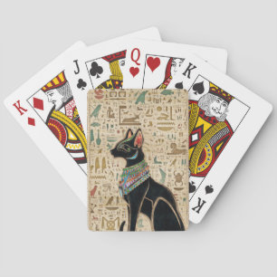 Egyptische kat - Bastet op papyrus Pokerkaarten