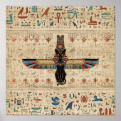 Egyptische kat - Bastet op papyrus Poster (Voorkant)