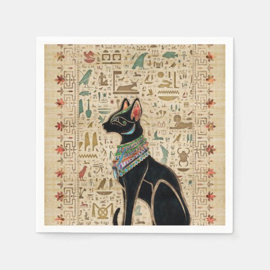 Egyptische kat - Bastet op papyrus Servet (Voorkant)