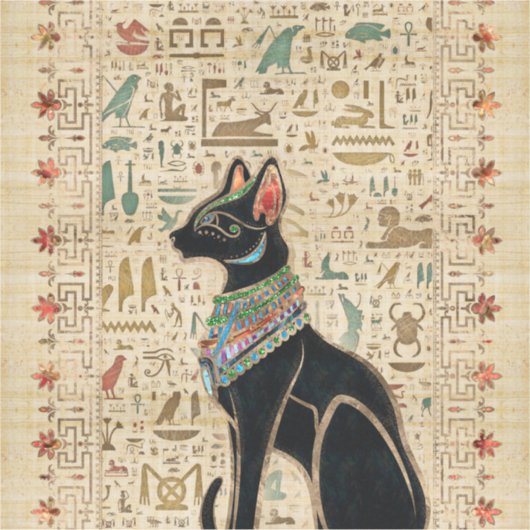 Egyptische kat - Bastet op papyrus Sticker (Voorkant)