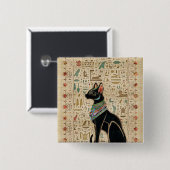 Egyptische kat - Bastet op papyrus Vierkante Button 5,1 Cm (Voorkant /achterkant)
