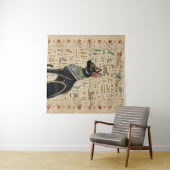 Egyptische kat - Bastet op papyrus Wandkleed (In Situ (horizontaal))