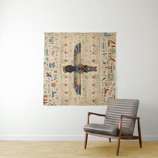 Egyptische kat - Bastet op papyrus Wandkleed (In Situ (horizontaal))