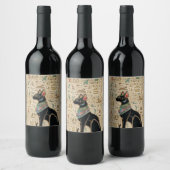 Egyptische kat - Bastet op papyrus Wijn Etiket (Flessen)