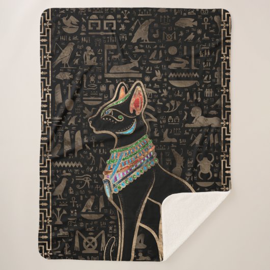 Egyptische kat - Bastet Sherpa Deken (Voorkant)