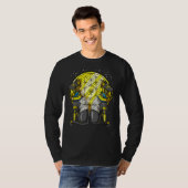 Egyptische kat Goddess Bastet Ankh Sacred Geometry T-shirt (Voorkant volledig)