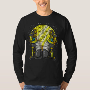 Egyptische kat Goddess Bastet Ankh Sacred Geometry T-shirt