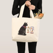 Egyptische Kat Goddess Bastet Grote Tote Bag (Voorkant (product))