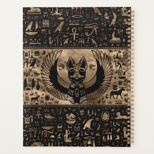 Egyptische Kat Goddess Bastet Planner (Achterkant)